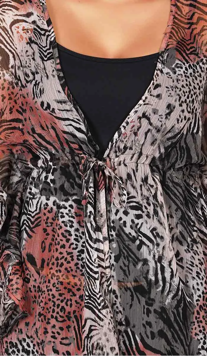 Abstract print Kaftan Style Top/ Swimsuit Cover Up Beach Dress
