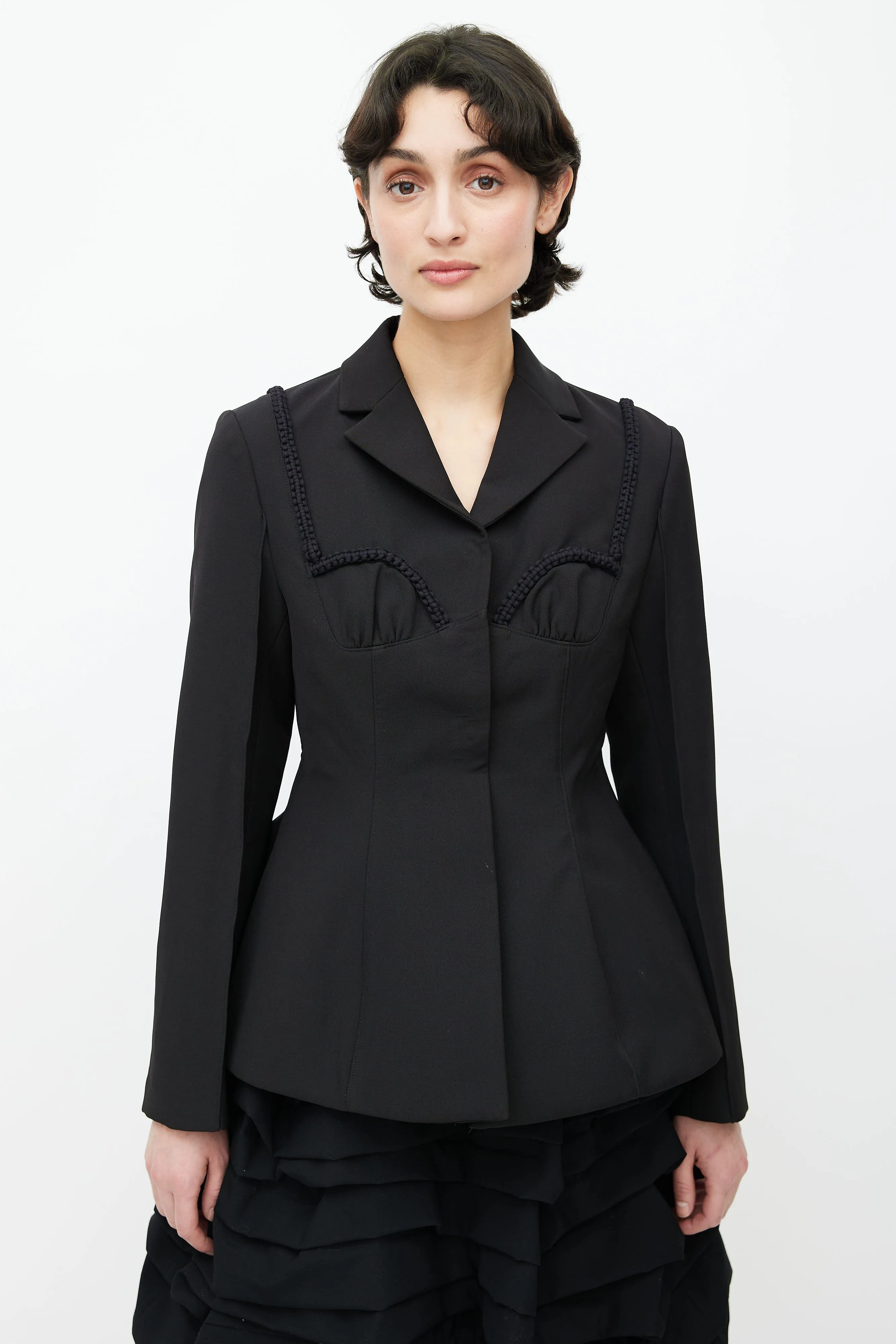 Black Cord Embroidered Blazer