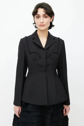 Black Cord Embroidered Blazer