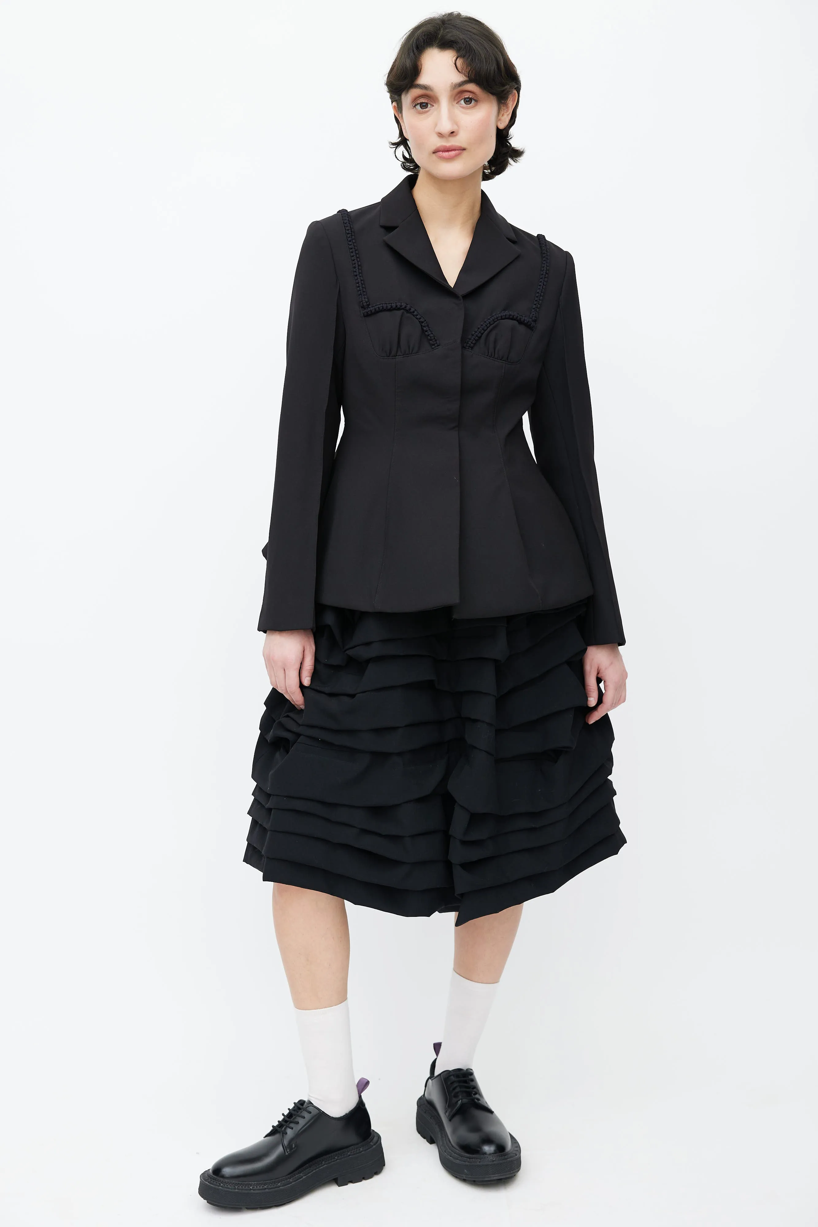 Black Cord Embroidered Blazer