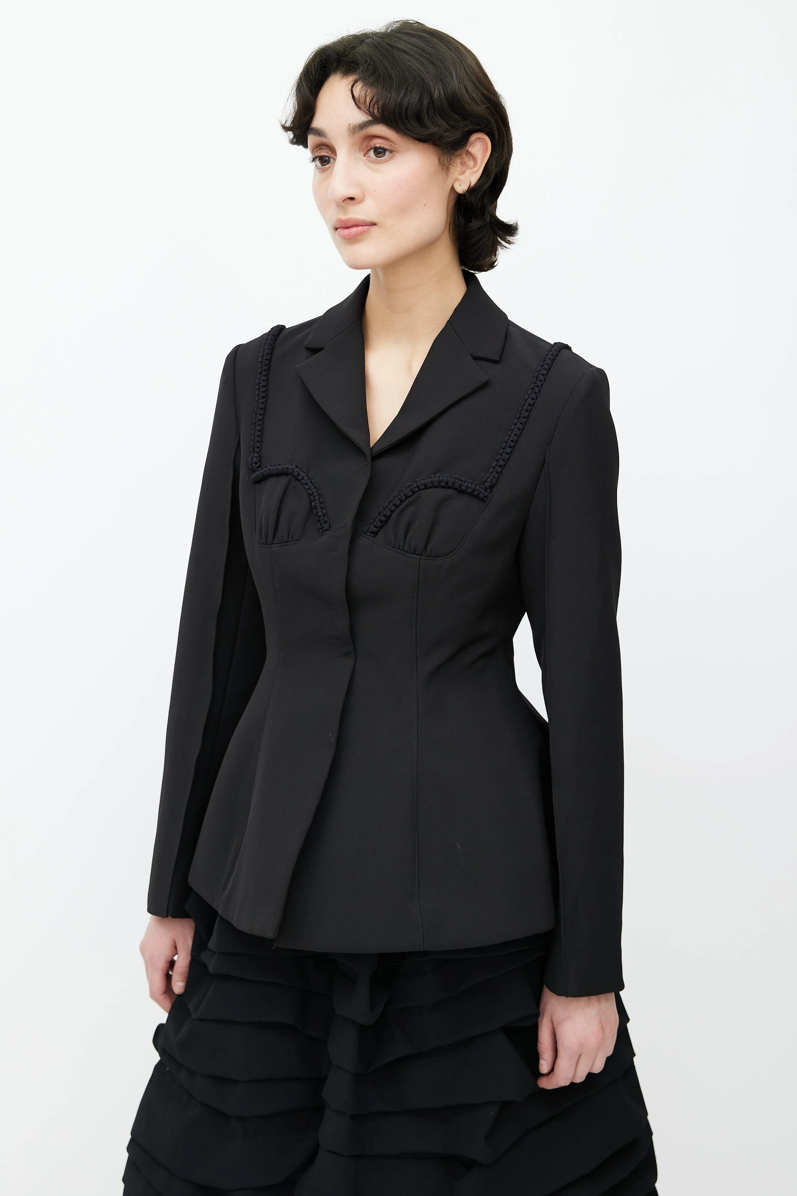 Black Cord Embroidered Blazer
