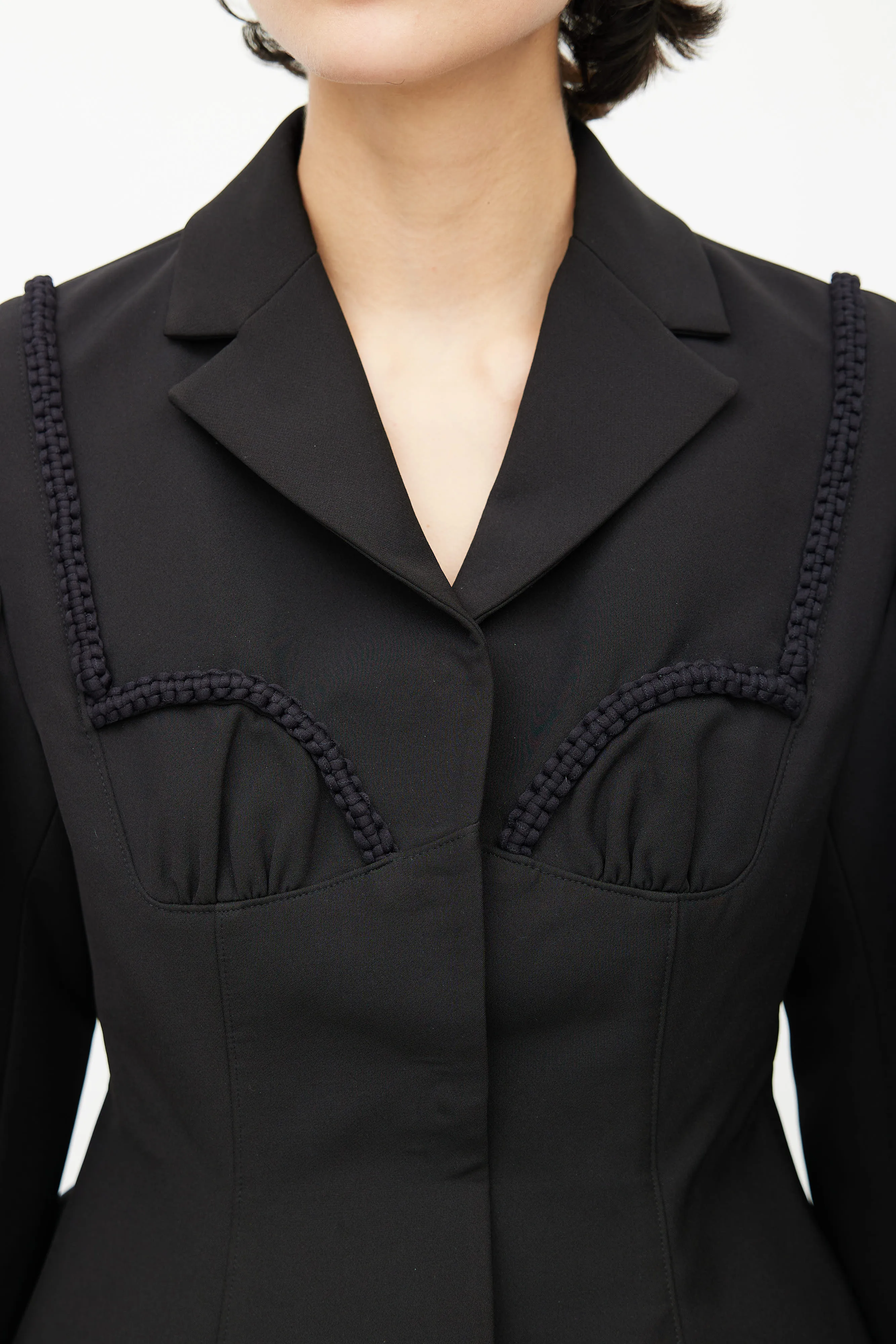 Black Cord Embroidered Blazer