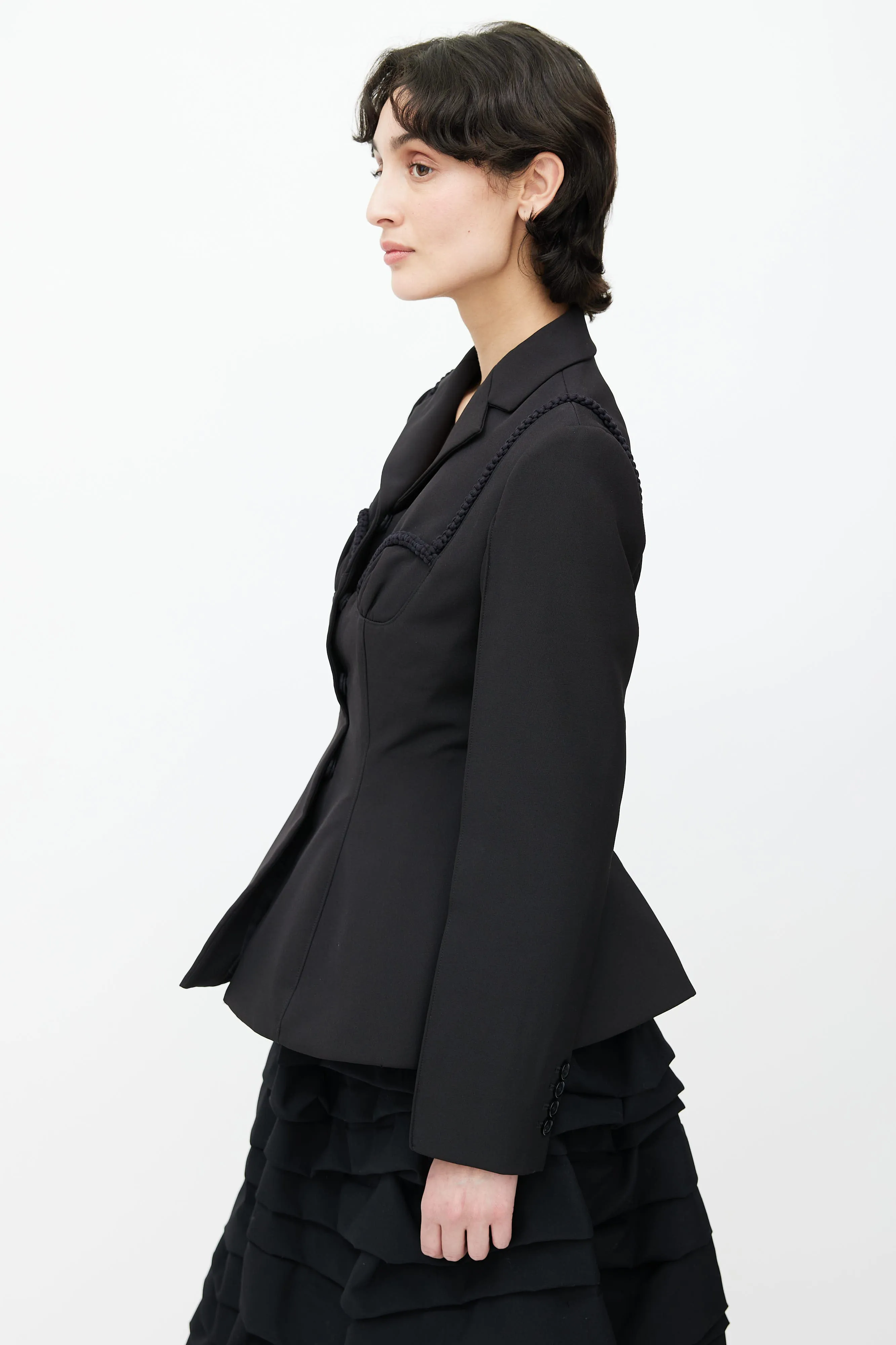 Black Cord Embroidered Blazer