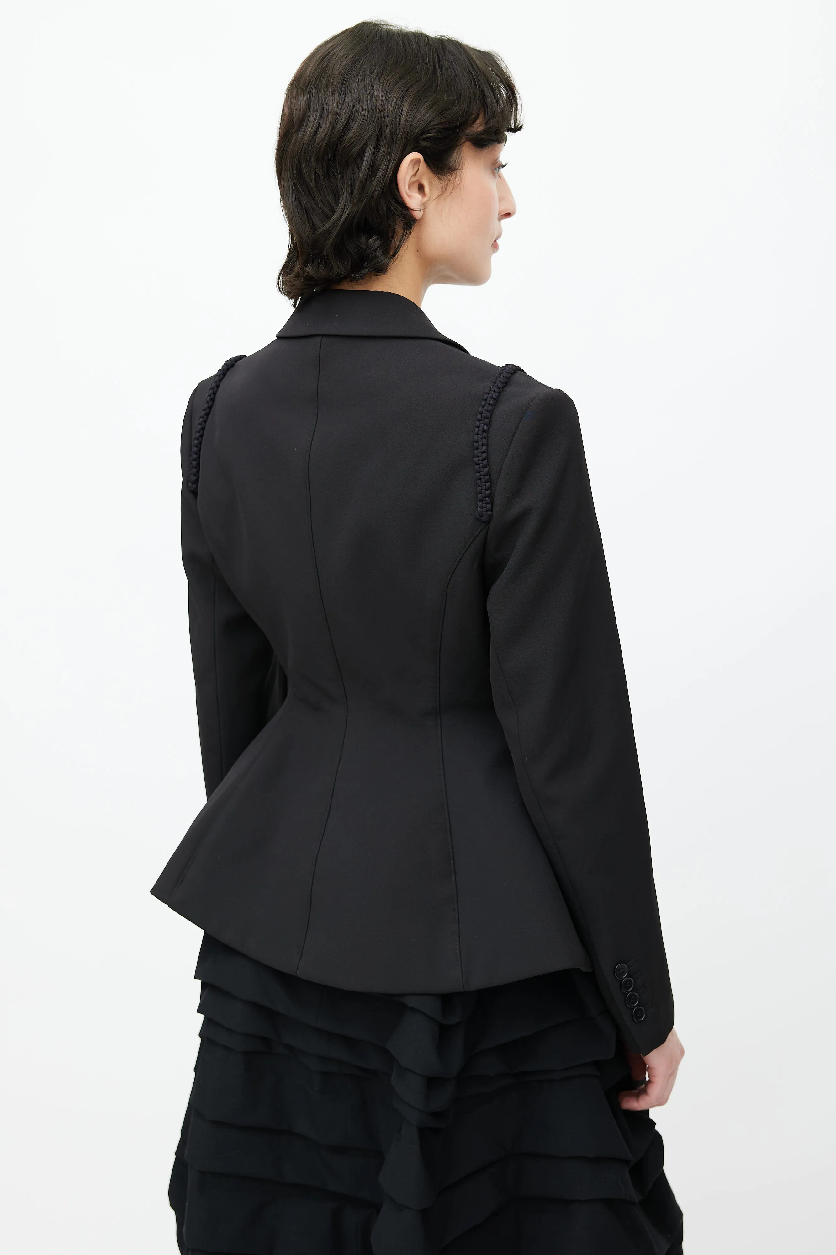 Black Cord Embroidered Blazer