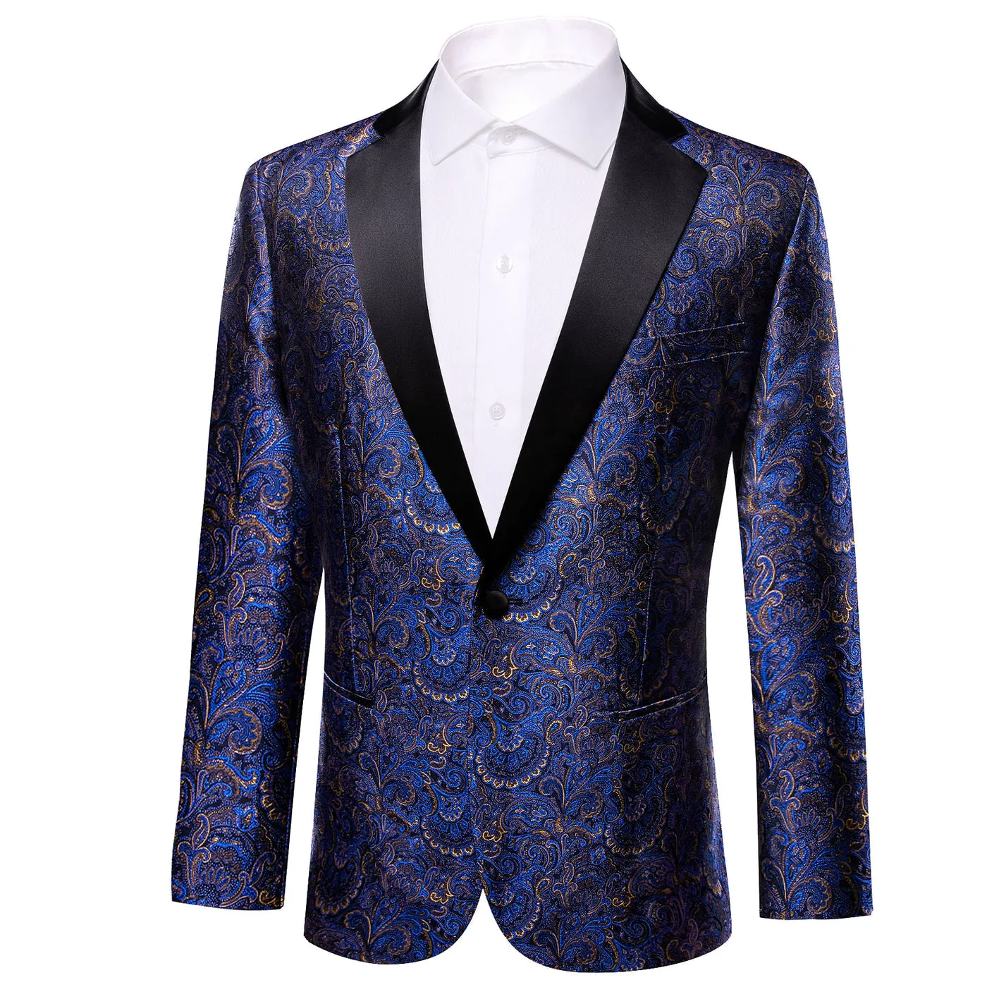 Blue and Gold Paisley Tuxedo Jacket
