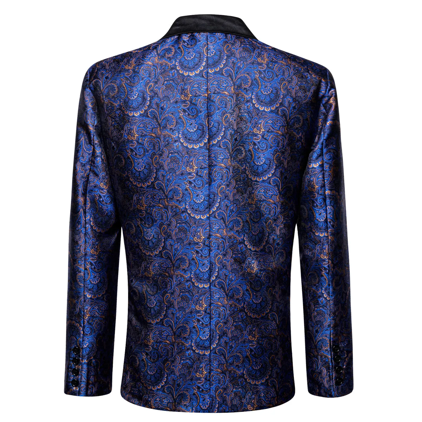 Blue and Gold Paisley Tuxedo Jacket