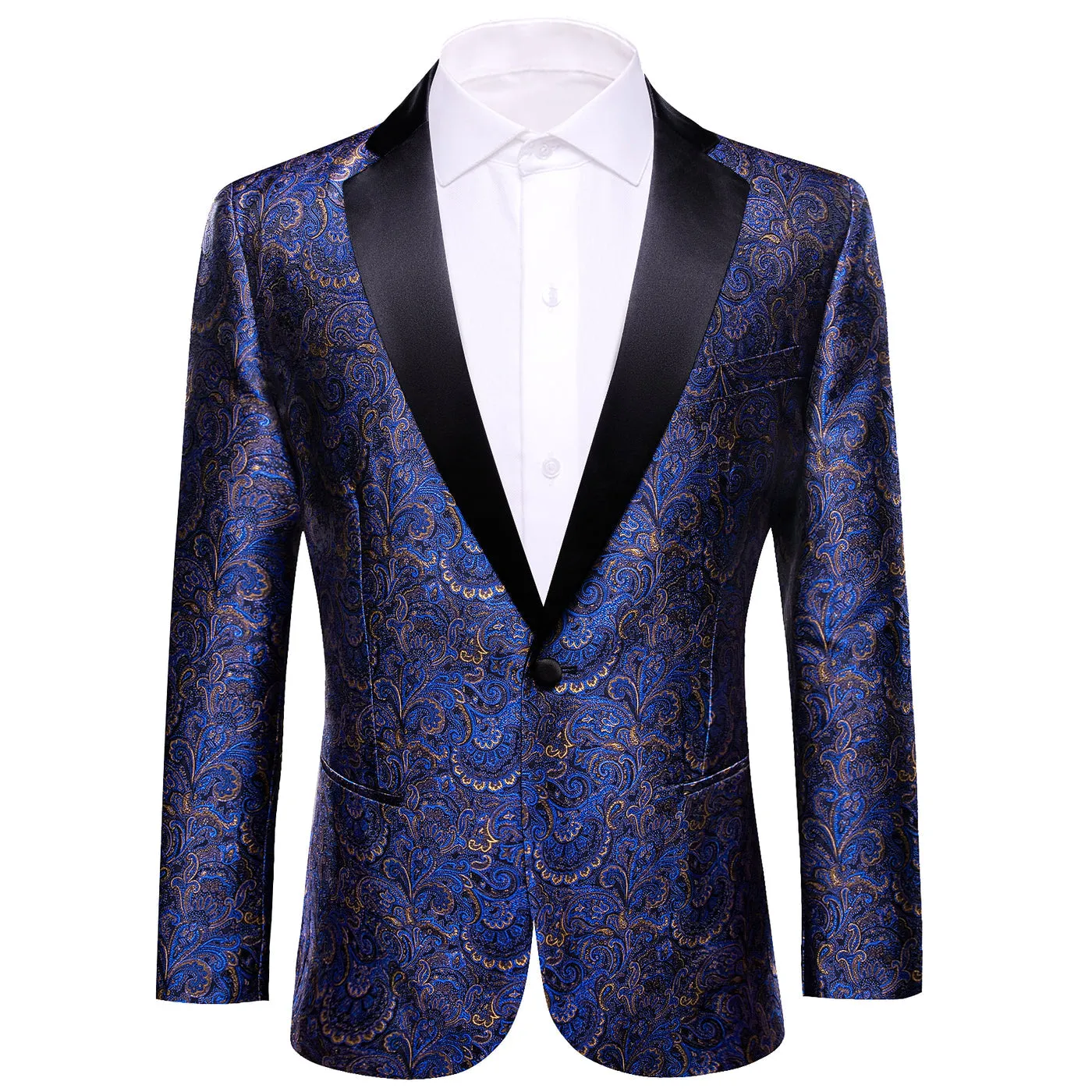 Blue and Gold Paisley Tuxedo Jacket