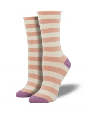 Blush Pink Polo Stripe Bamboo Socks (Women's)