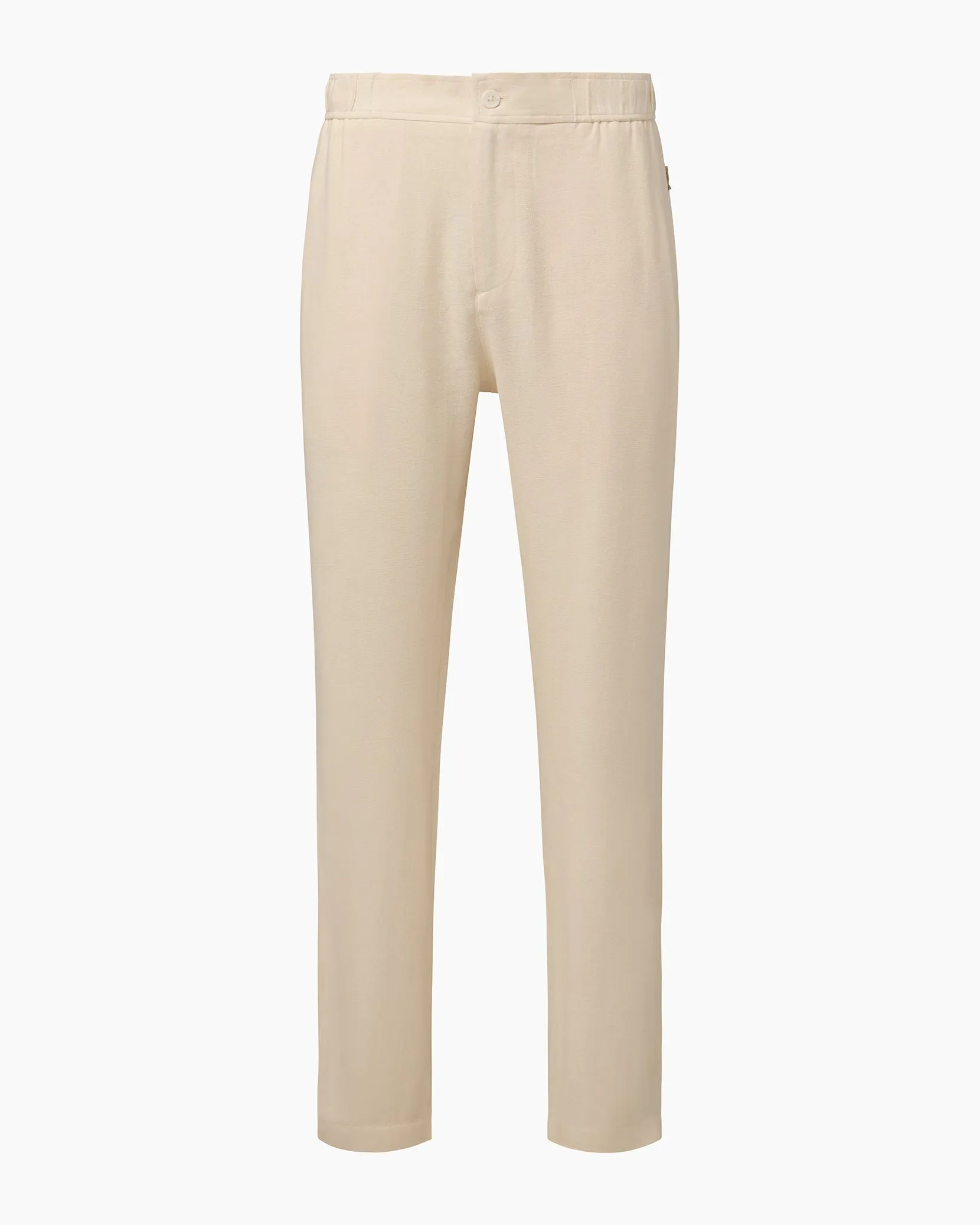 Button Front Elastic Linen Pant