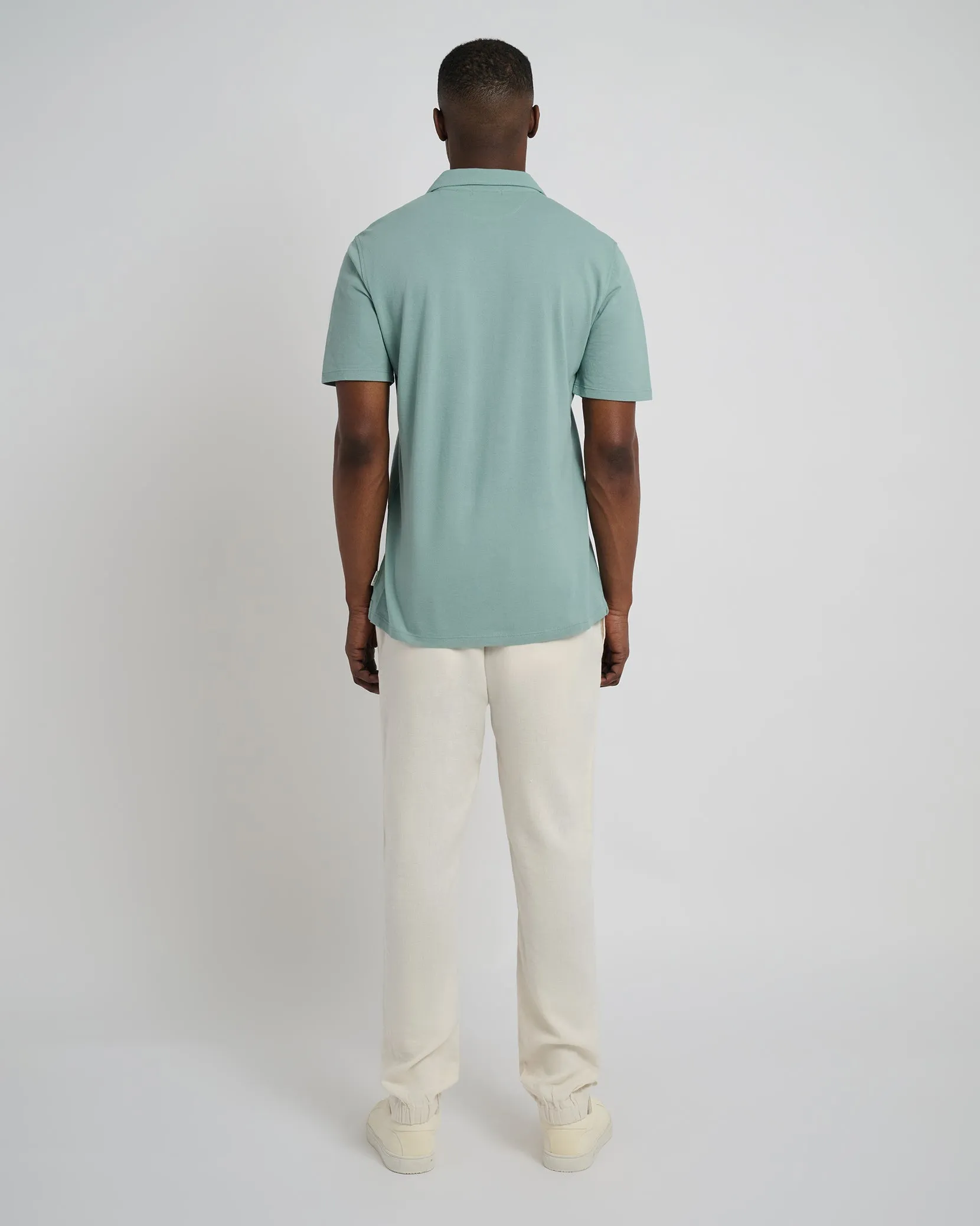 Button Front Elastic Linen Pant