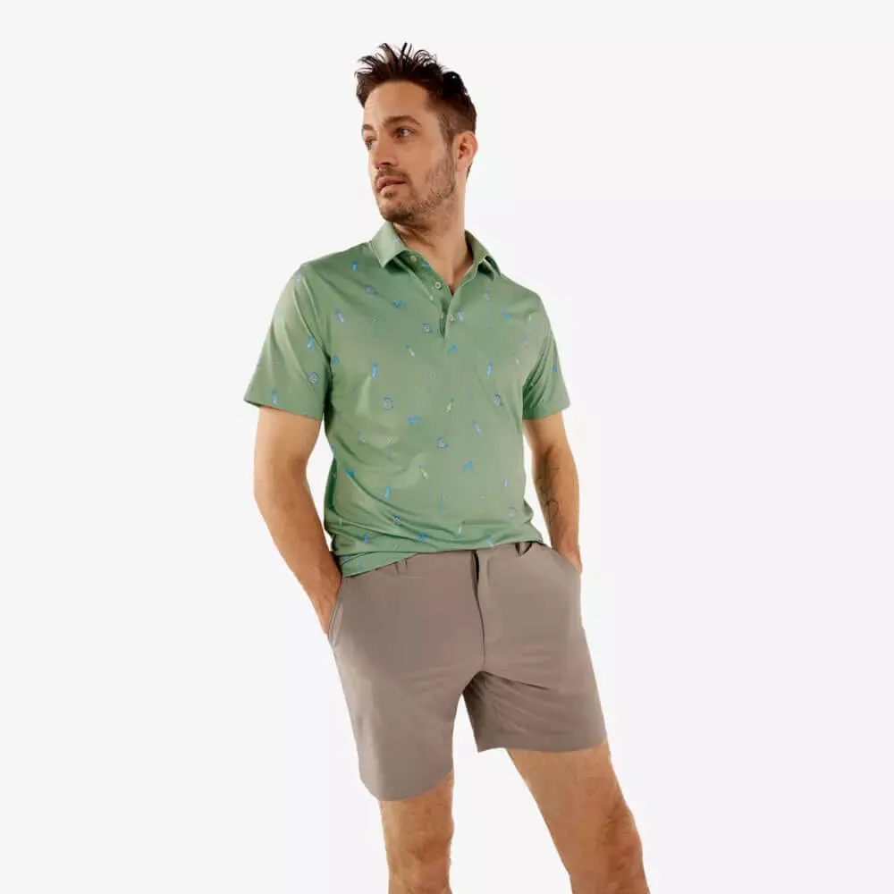 Chubbies The Go For It Performance Polo Shirt - Olive - Pattern Based