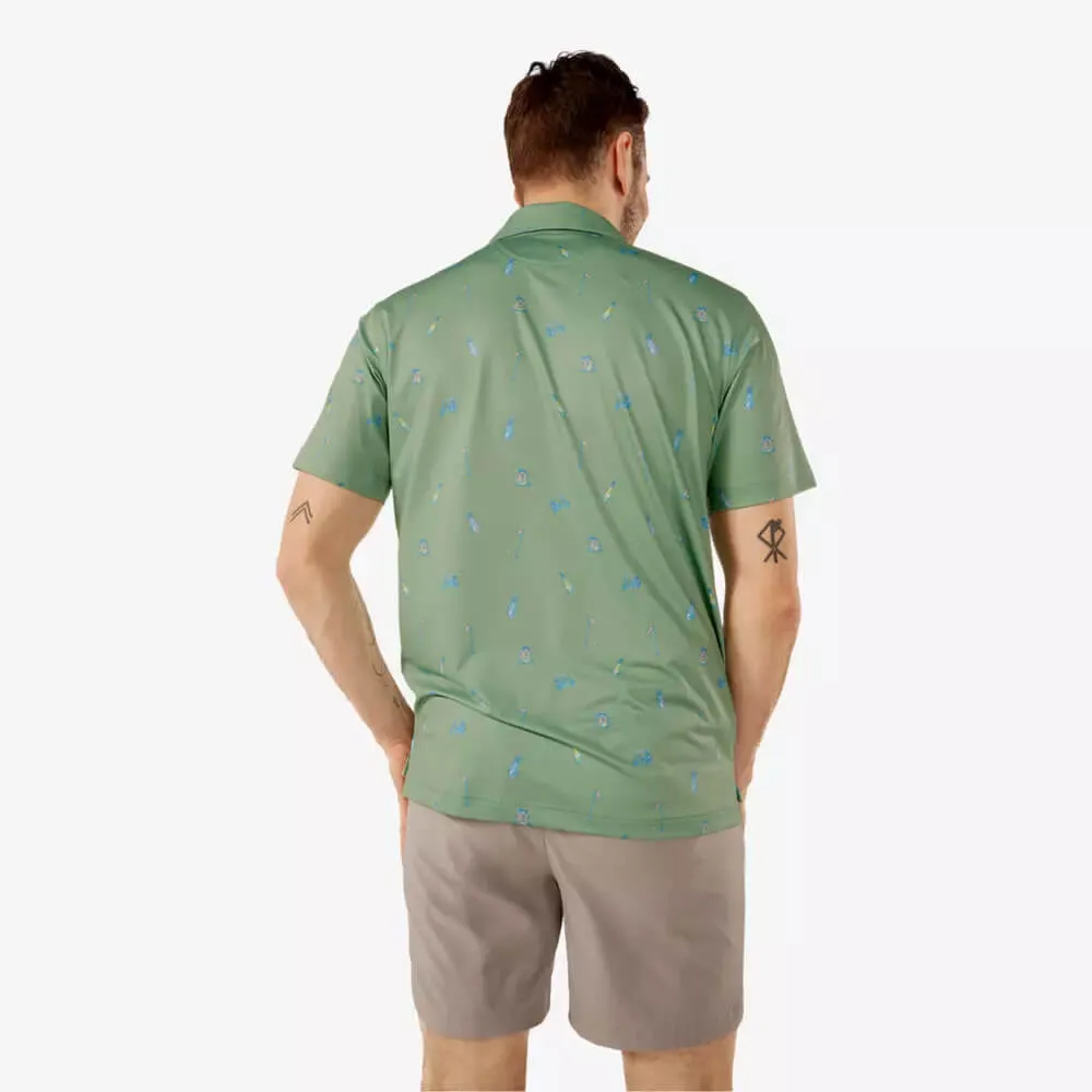 Chubbies The Go For It Performance Polo Shirt - Olive - Pattern Based