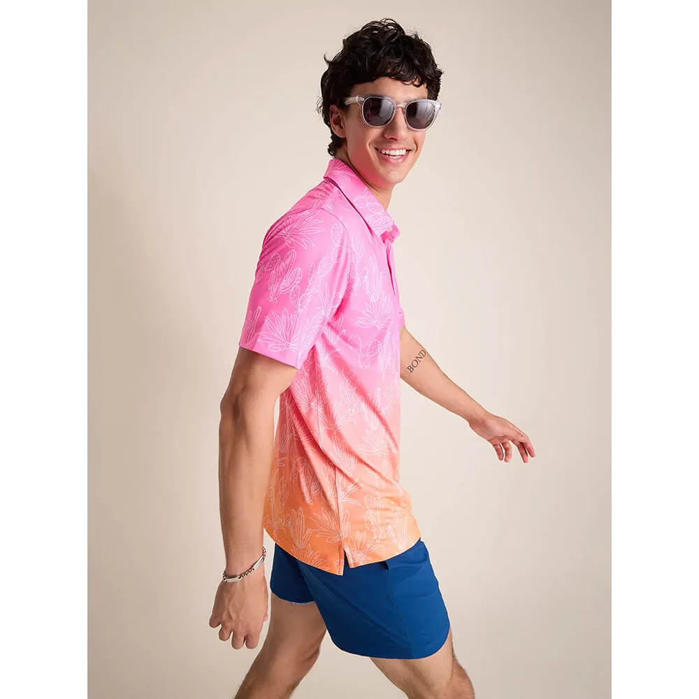 Chubbies The Sunset Succulent Performance Polo Shirt - Bright Pink