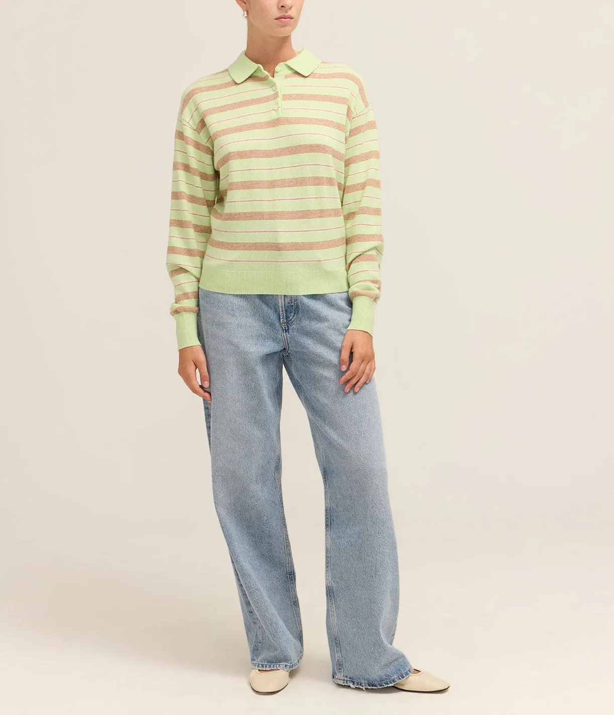 Collegiate Stripe Polo in Mint