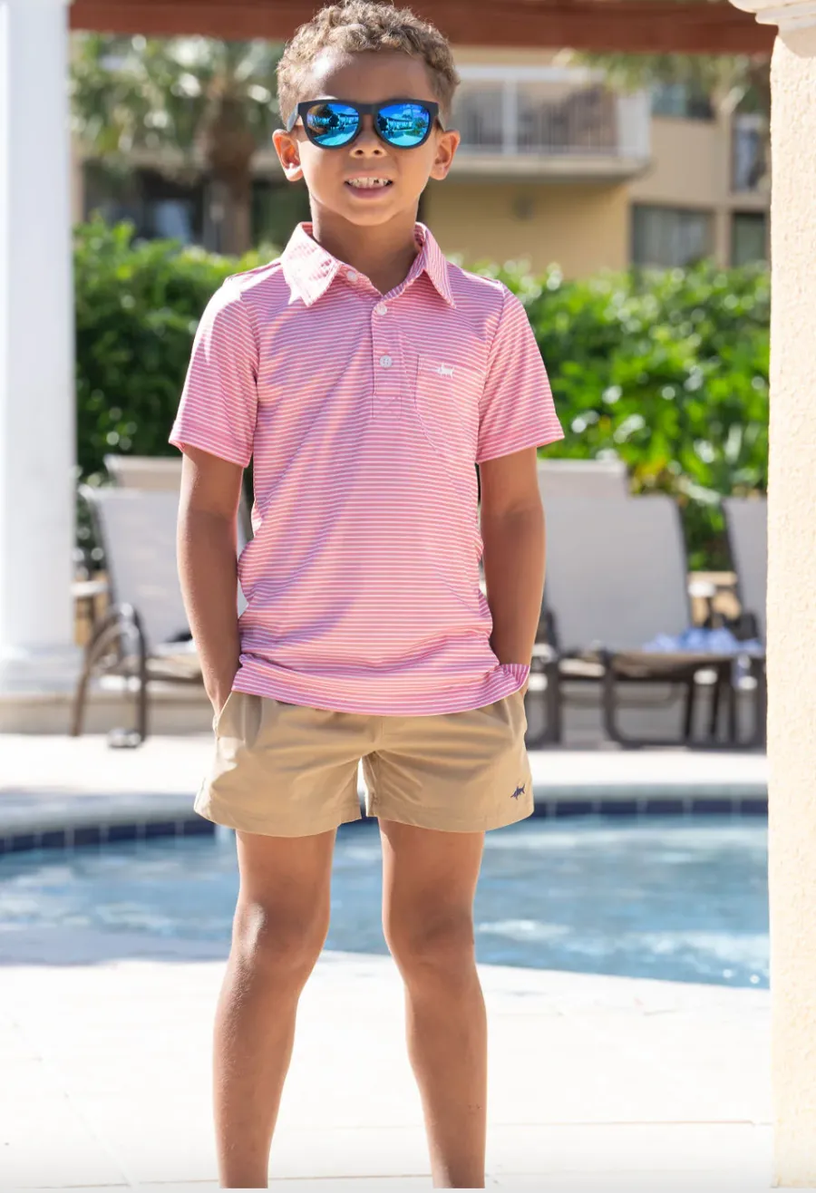 Coral Stripe Inshore Performance Polo