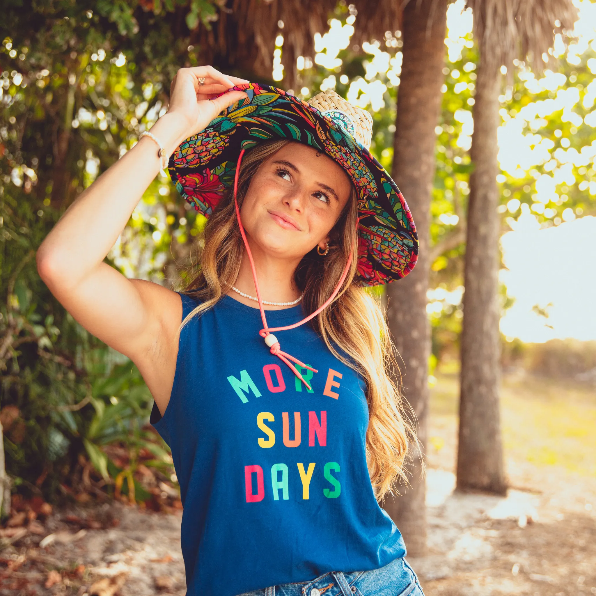HIBISCUS PINEAPPLE STRAW HAT - ADULT FIT