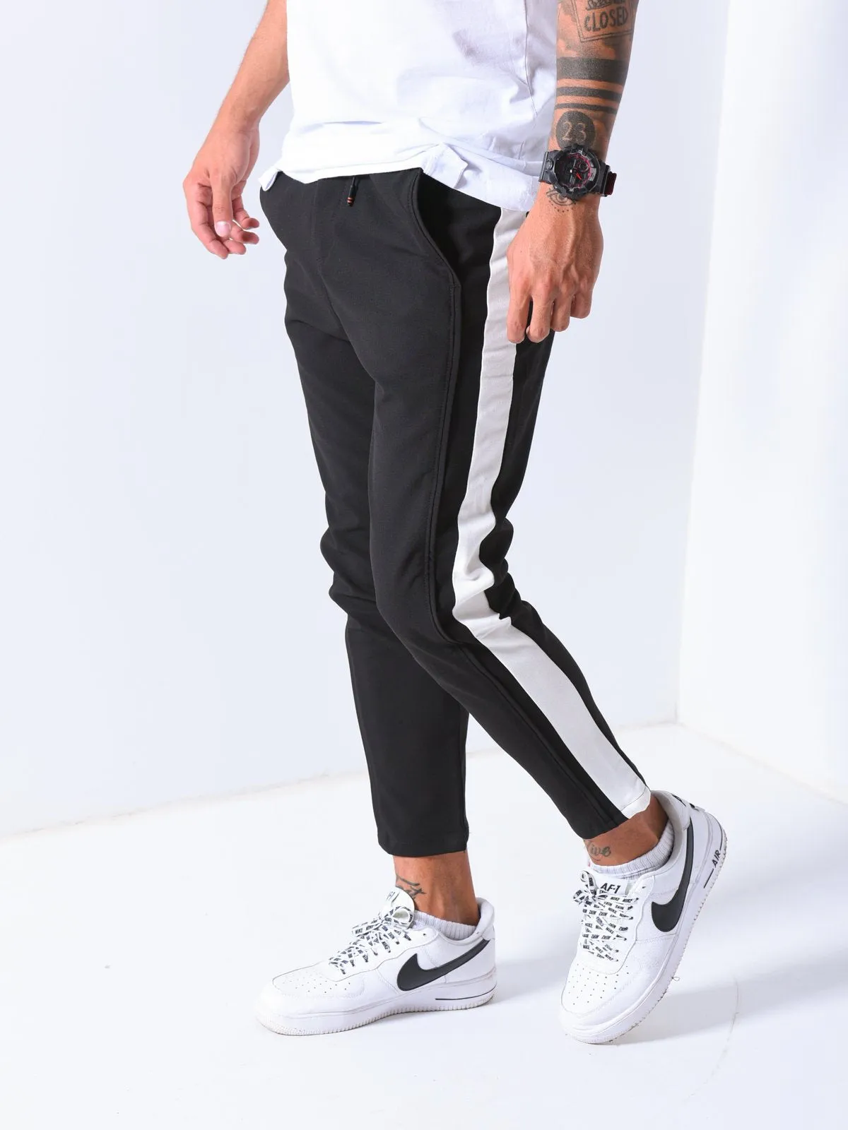 Jogger Pants Side Stripes - Black