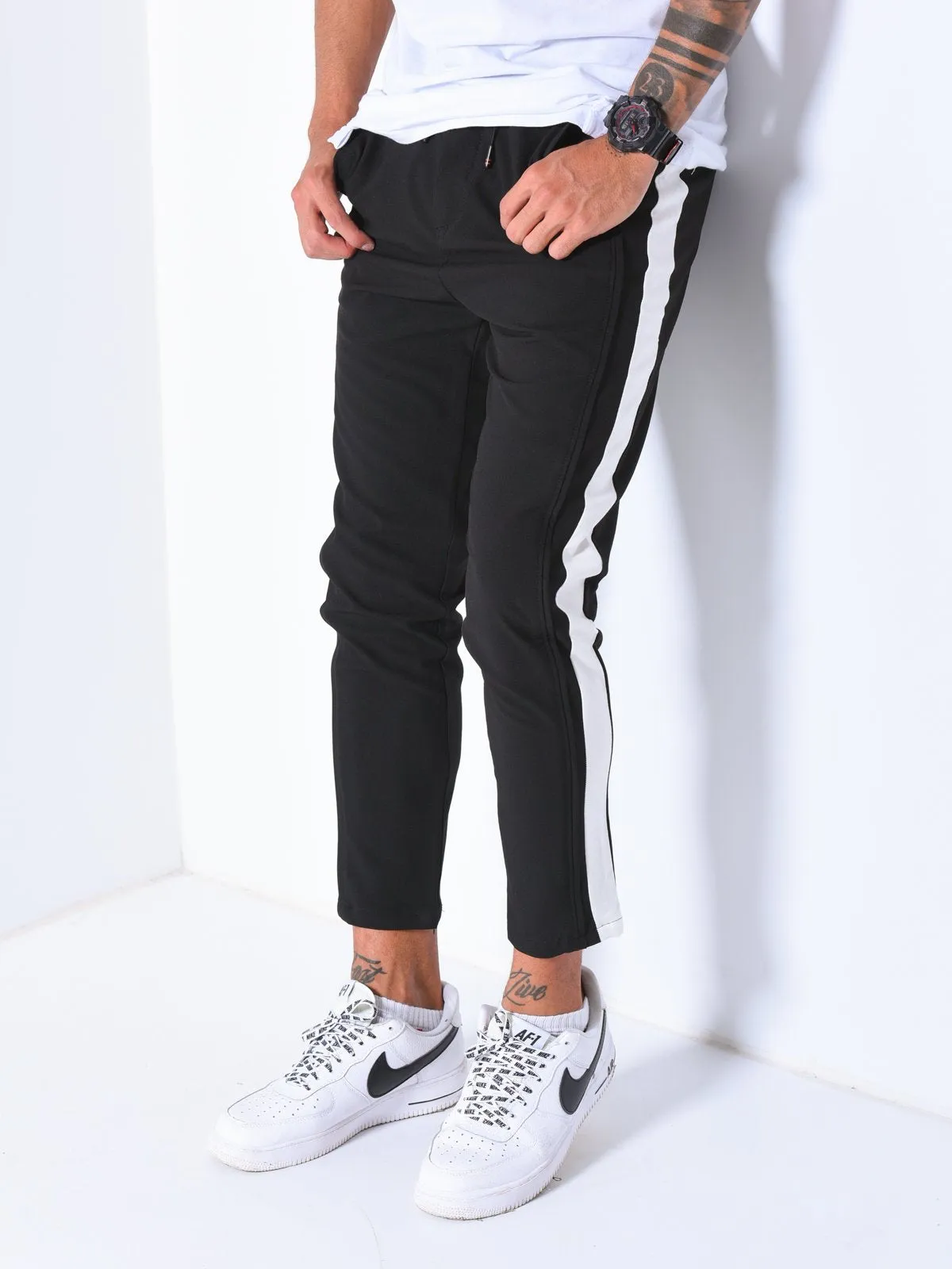 Jogger Pants Side Stripes - Black