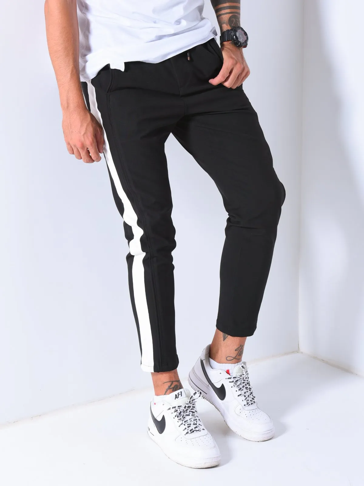 Jogger Pants Side Stripes - Black