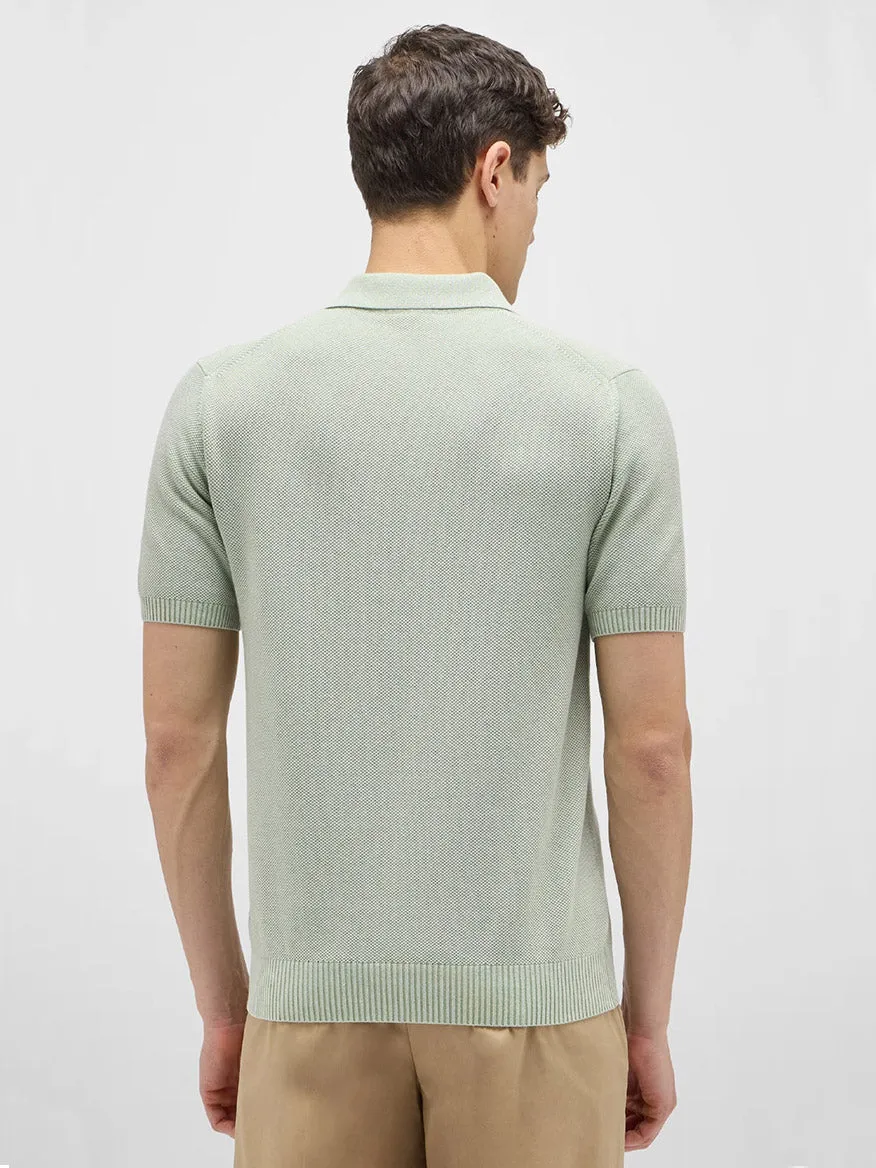 Maurizio Baldassari Garment Dyed Cotton Polo Honeycomb Stitch in Aqua Sky