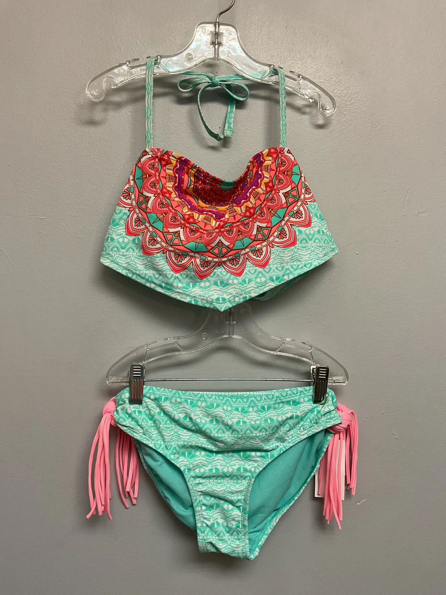 Nordstrom Size 14 Turquoise & Coral Big Girls Swimwear & Cover-Ups