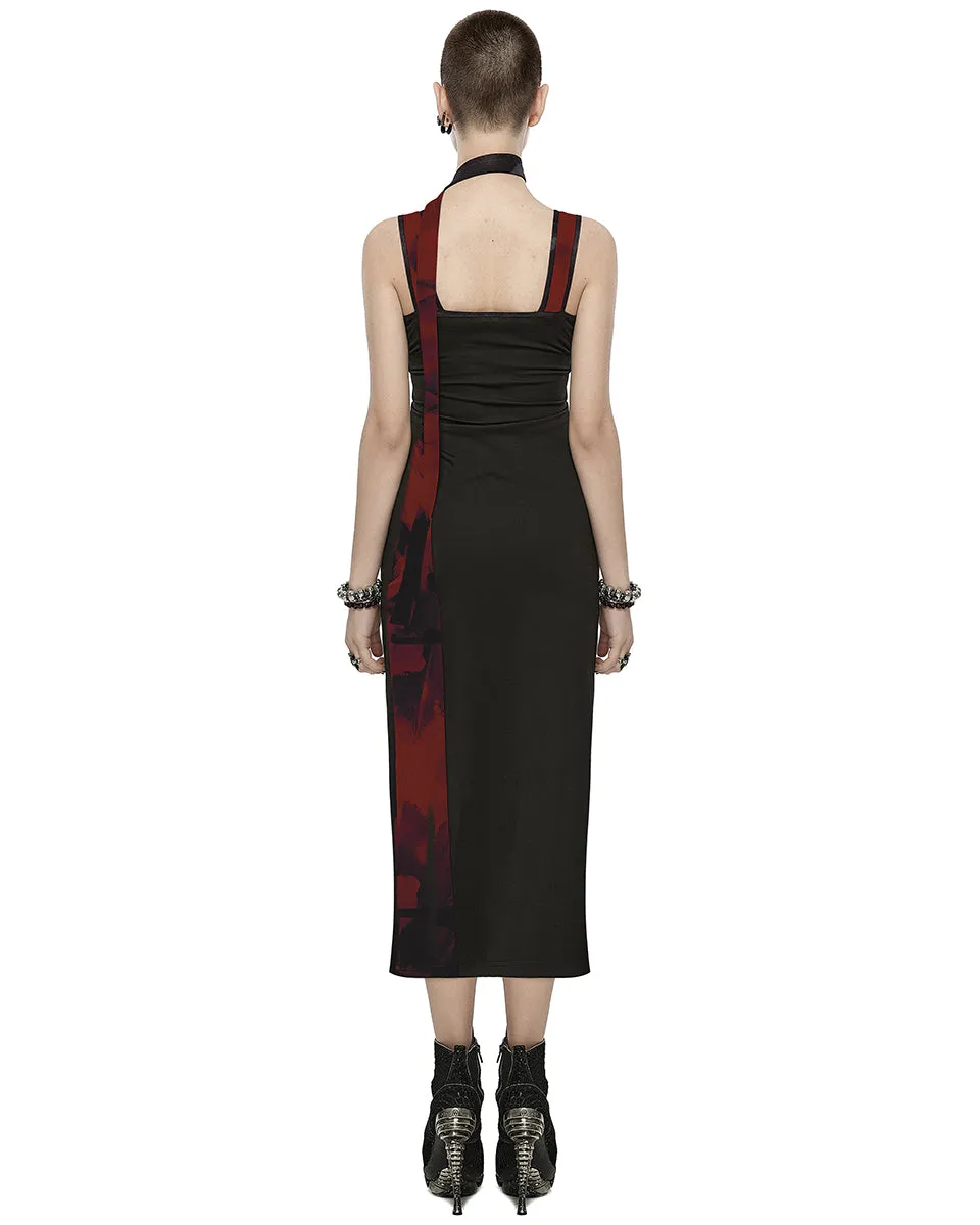 OPQ-1404LQF-BKRDF Daily Life Urban Casuals 2-Piece Tie Dye Midi Dress - Black & Red