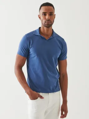 Patrick Assaraf Pima Cotton Stretch Open Polo in Indigo
