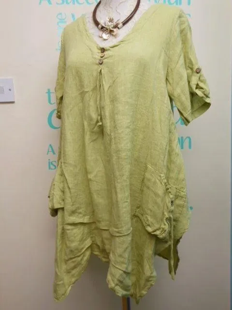 Pistachio Green Linen Fabric 54&quot; Embroidered
