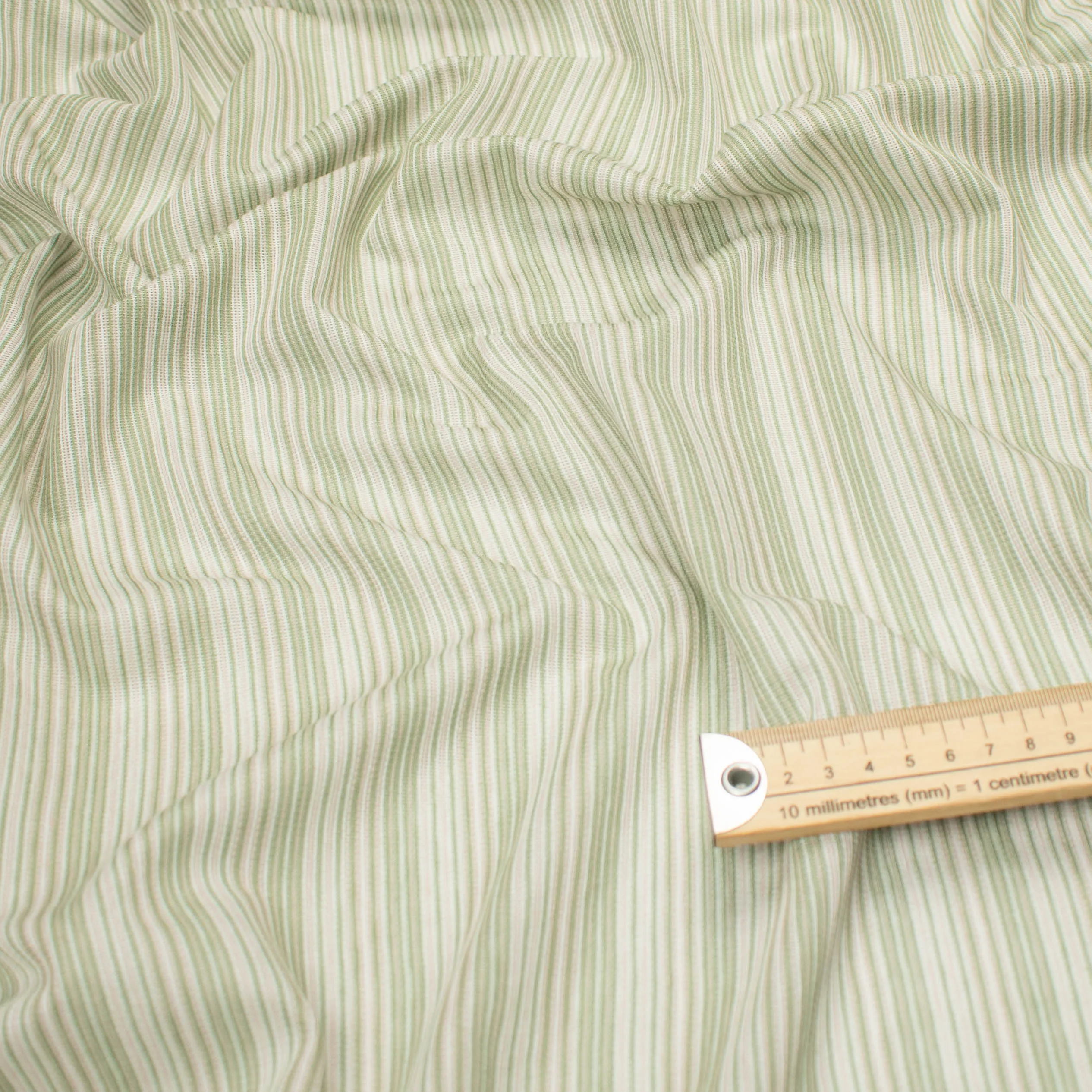 Printed Knits Design-199 Green & Beige Stripes