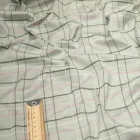 Printed Knits Design-8 Black & Pink Checks on Grey