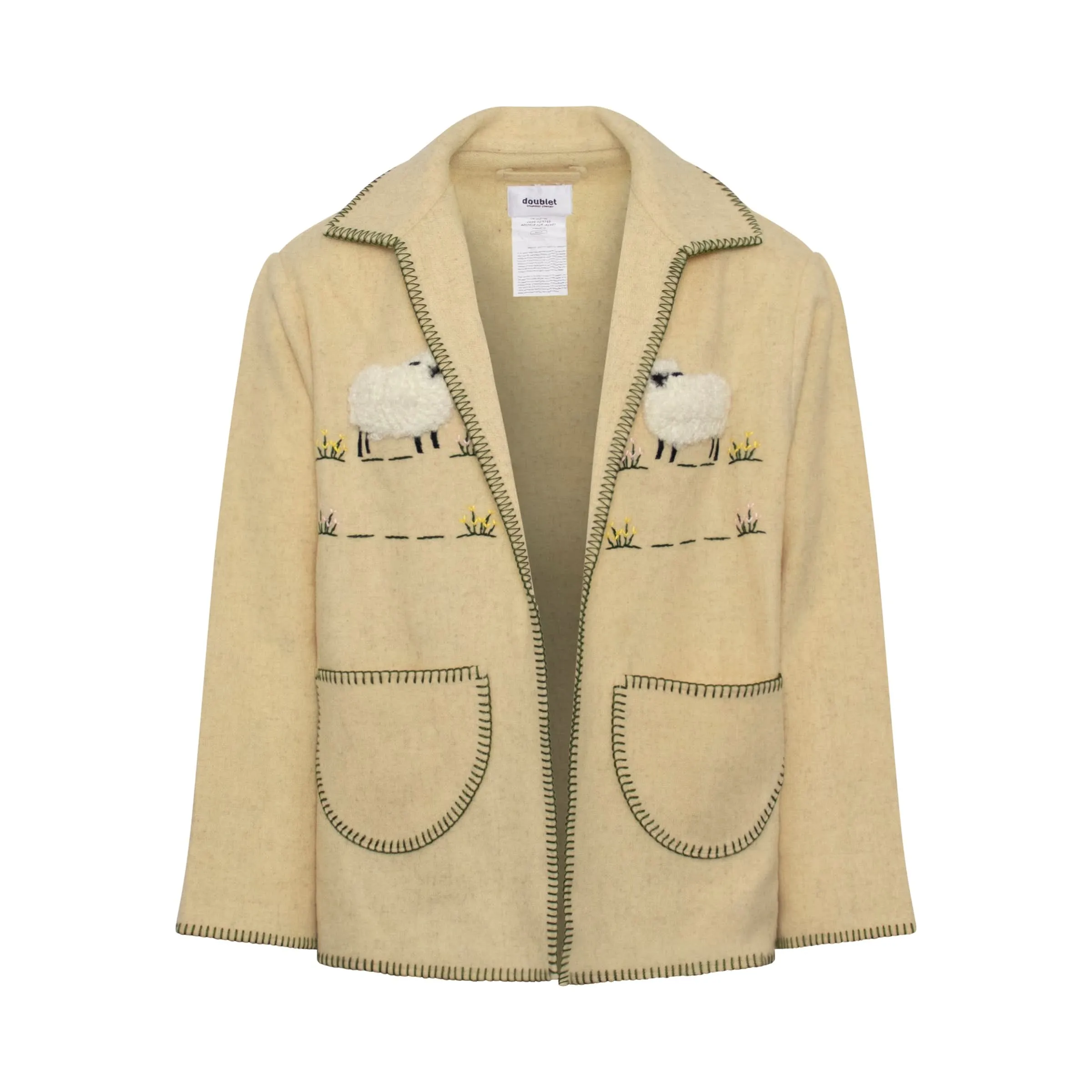 Surfolk Wool Embroidery Jacket in Ivory