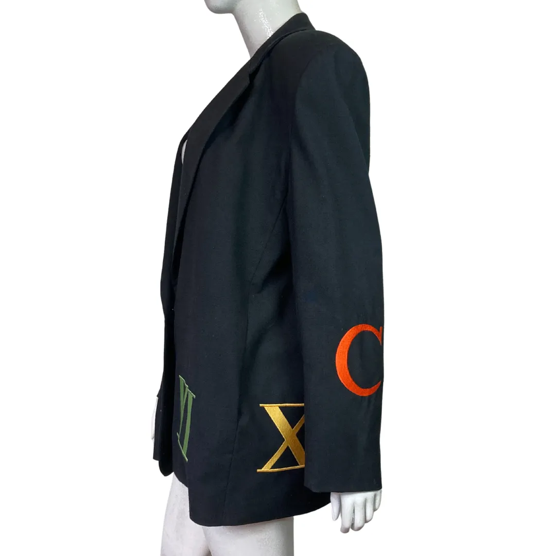 Vintage Linen Roman Numerals Blazer Size L