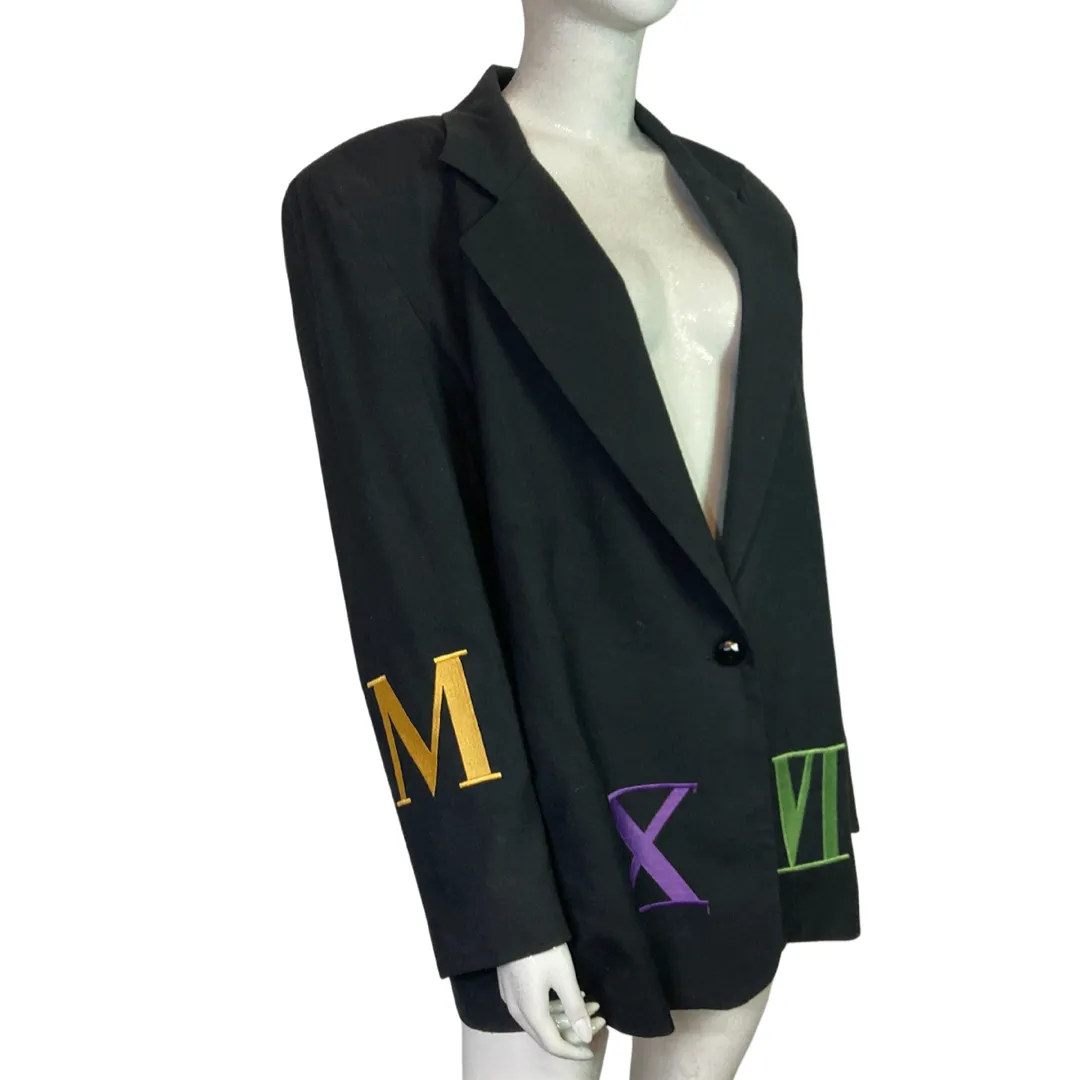Vintage Linen Roman Numerals Blazer Size L