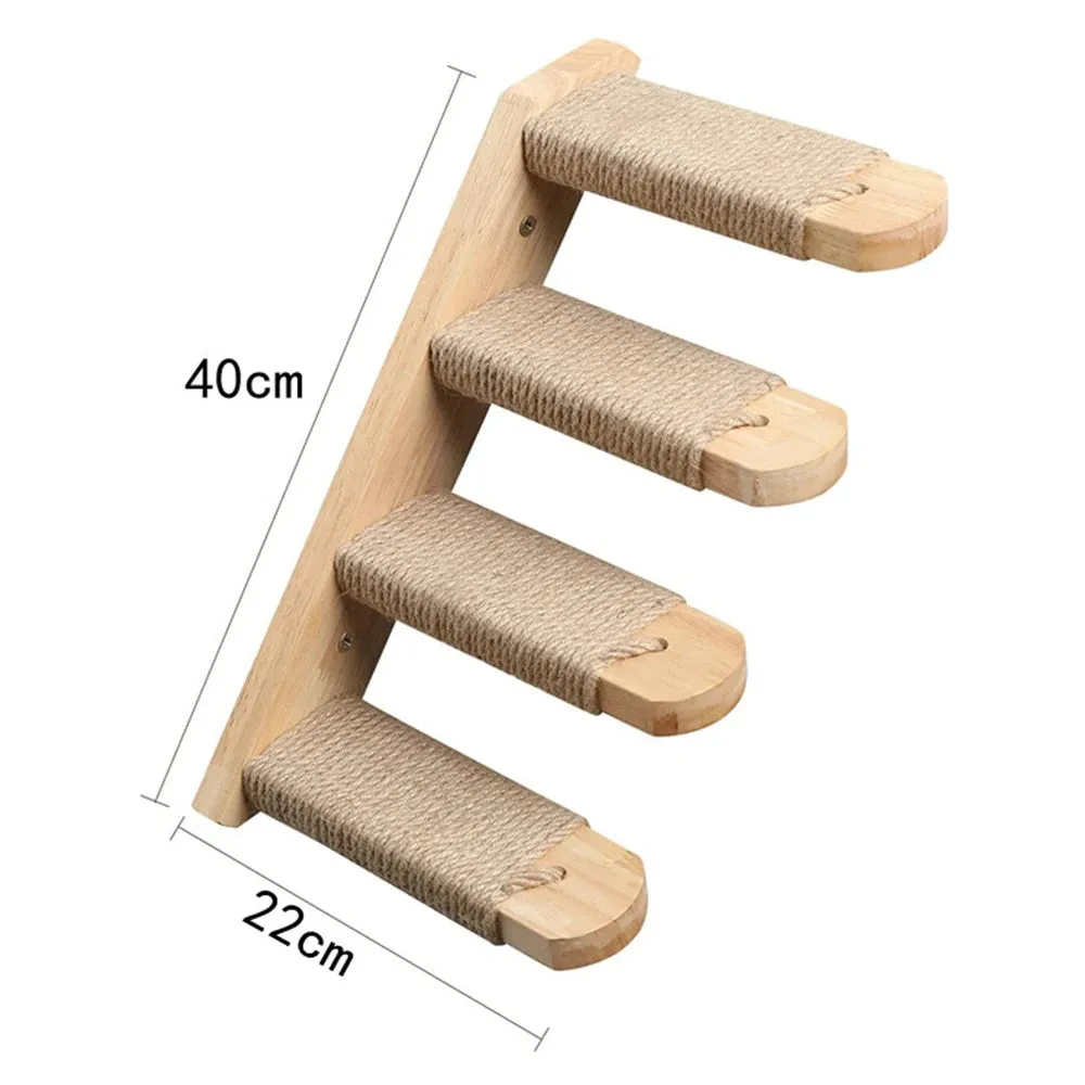 Wall-mounted Cat Climbing Rope Solid Wooden Pedals And  Sisal Rope Kitten Training Claw Grinding Indoor Cat Furniture