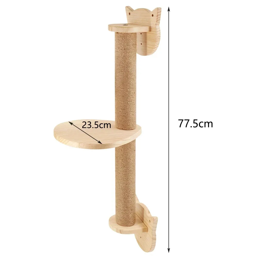 Wall-mounted Cat Climbing Rope Solid Wooden Pedals And  Sisal Rope Kitten Training Claw Grinding Indoor Cat Furniture