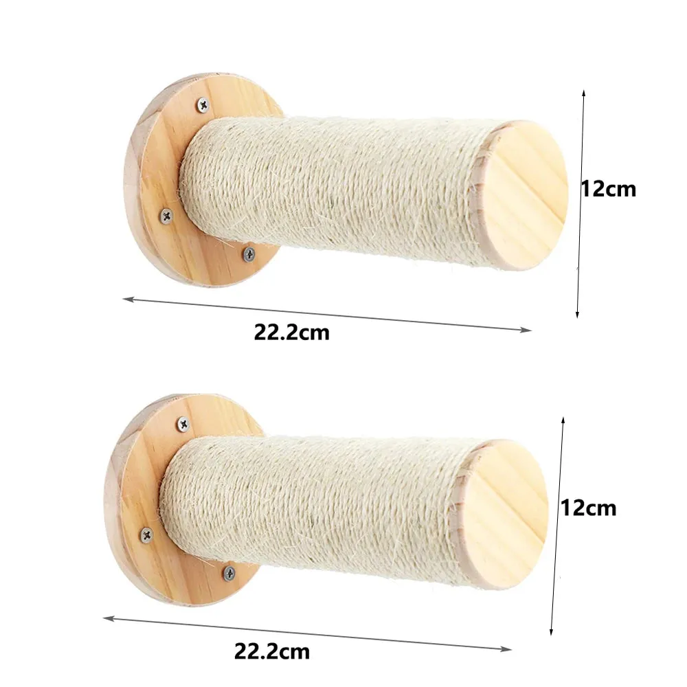 Wall-mounted Cat Climbing Rope Solid Wooden Pedals And  Sisal Rope Kitten Training Claw Grinding Indoor Cat Furniture