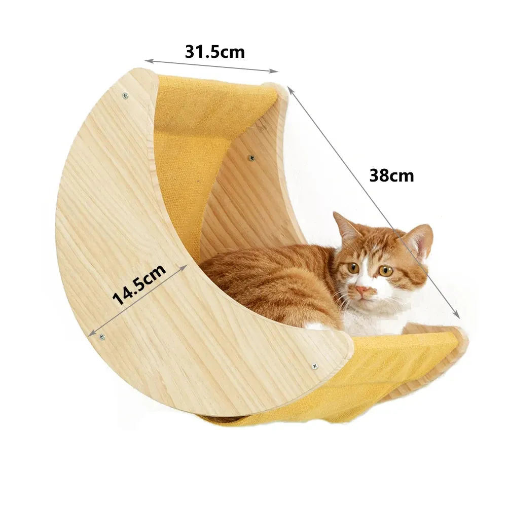 Wall-mounted Cat Climbing Rope Solid Wooden Pedals And  Sisal Rope Kitten Training Claw Grinding Indoor Cat Furniture