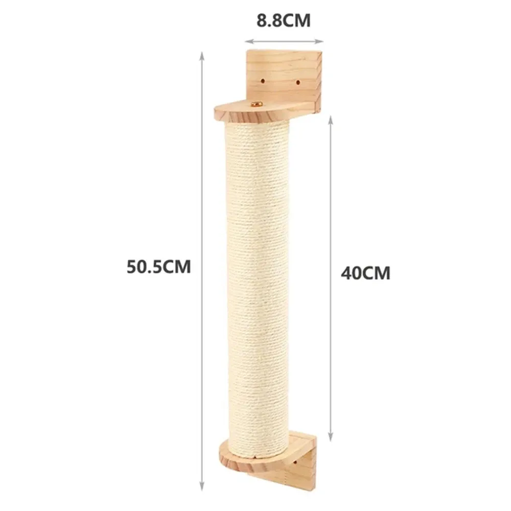 Wall-mounted Cat Climbing Rope Solid Wooden Pedals And  Sisal Rope Kitten Training Claw Grinding Indoor Cat Furniture